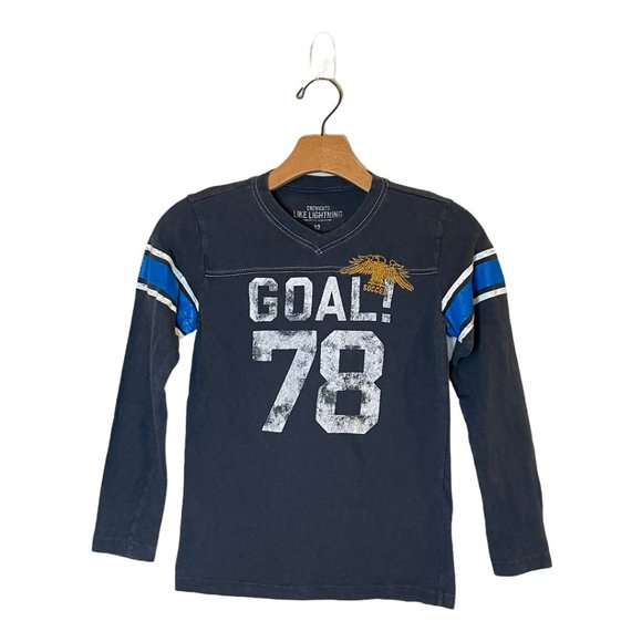 Crew Crewcuts Blue V-Neck Graphic Soccer Shirt 10